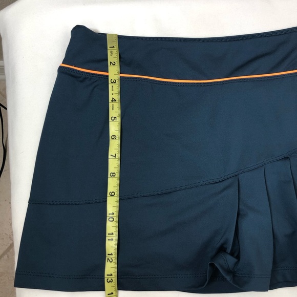 Nike Dri Fit Stretchy Blue Gray Orange Waist Band Pleated Tennis Golf Skort XL - Picture 14 of 15